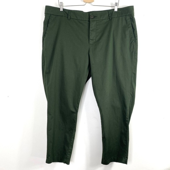 KUT from the kloth Crop Trouser Pants In Dark Olive Green Size 18 - Picture 2 of 8